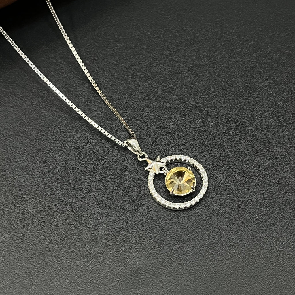 Silver Ladies Chain Saturn Maroon Stone