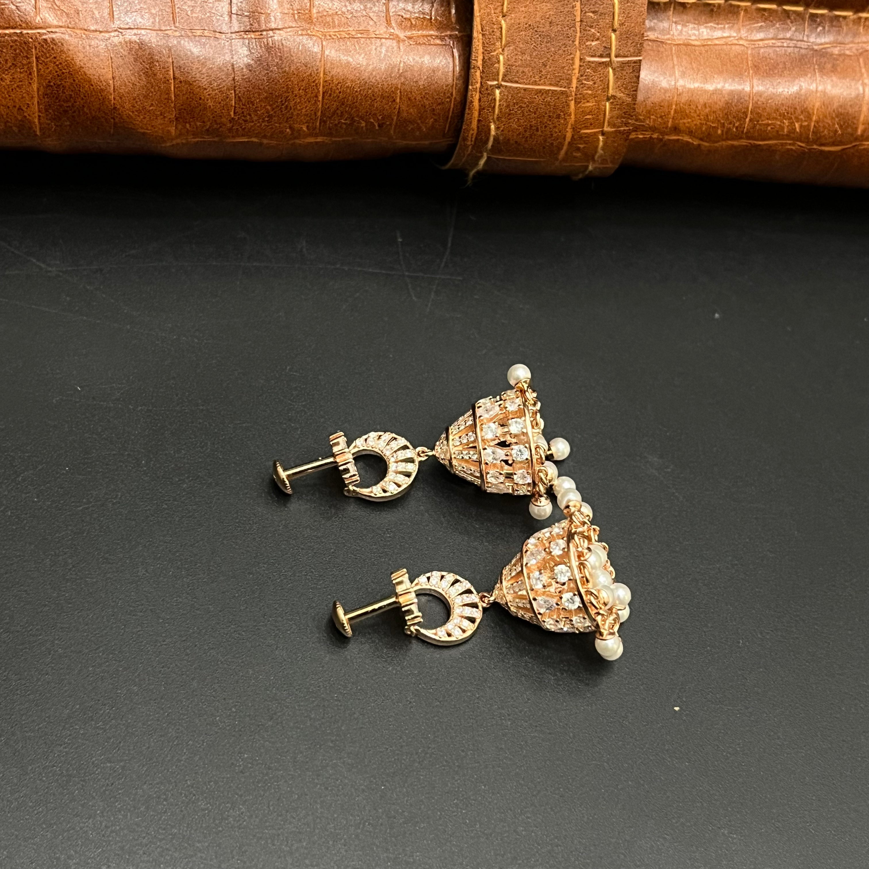 Silver Ladies Jimki Premium Crystal Muthu Rose Gold 925