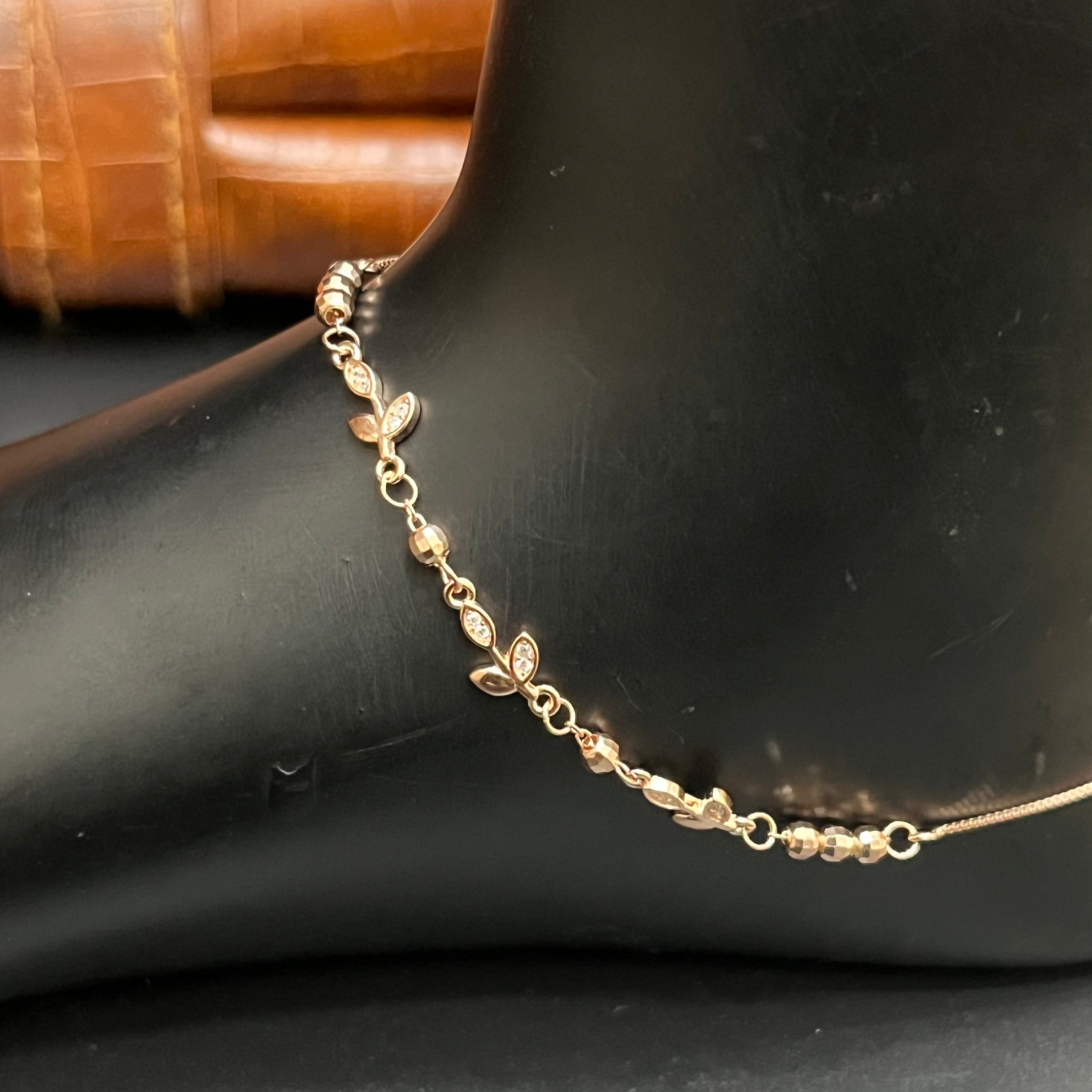 Silver Ladies Anklet Blooming Vine Grace Beeds Rose Gold 925