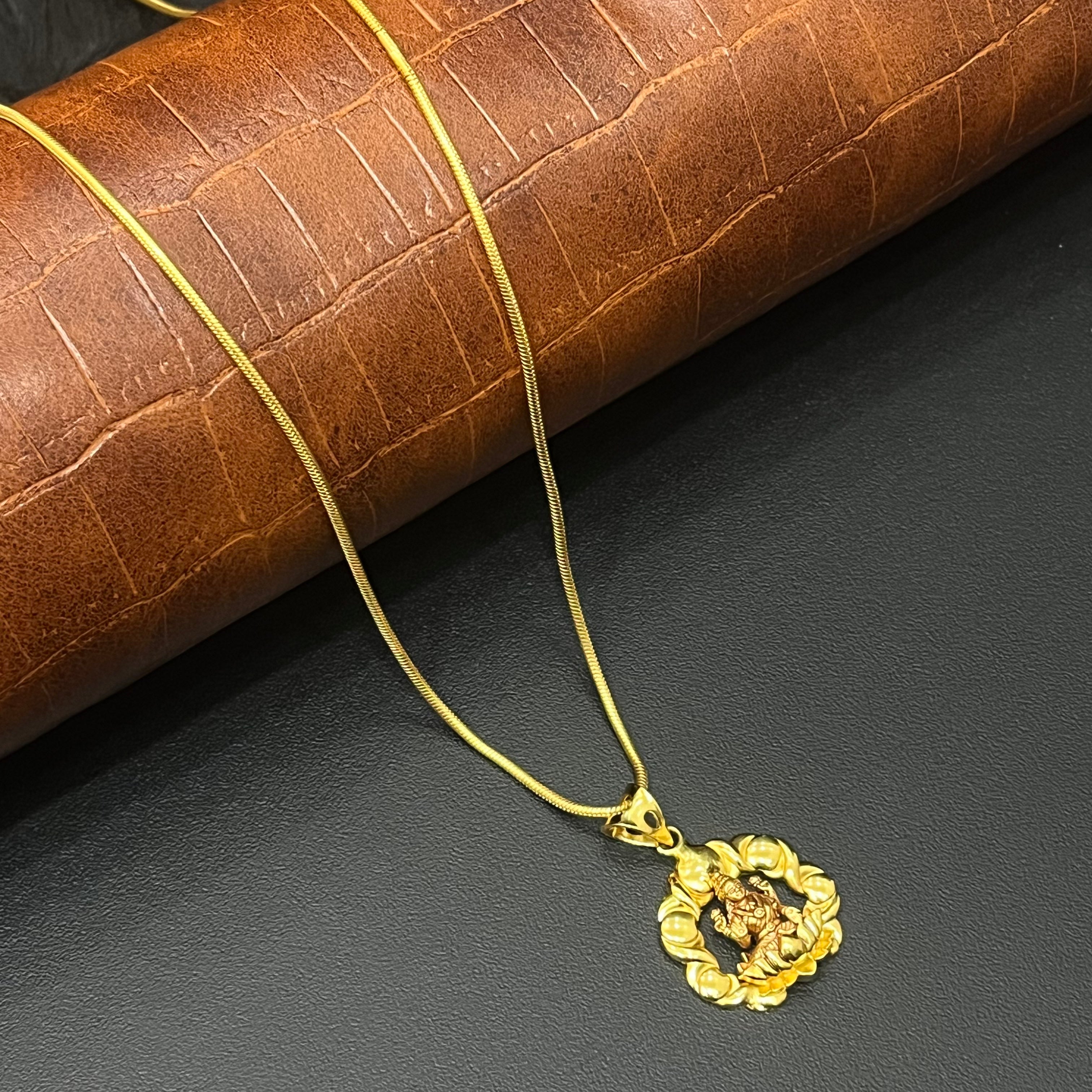 Silver Lakshmi Pendant Gold Finished