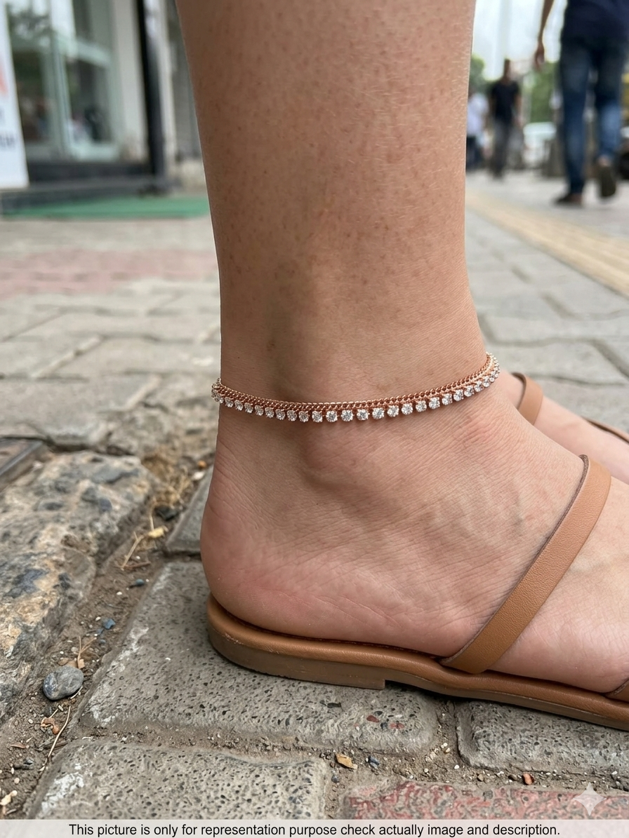 Ladies RoseGold Italian Anklet