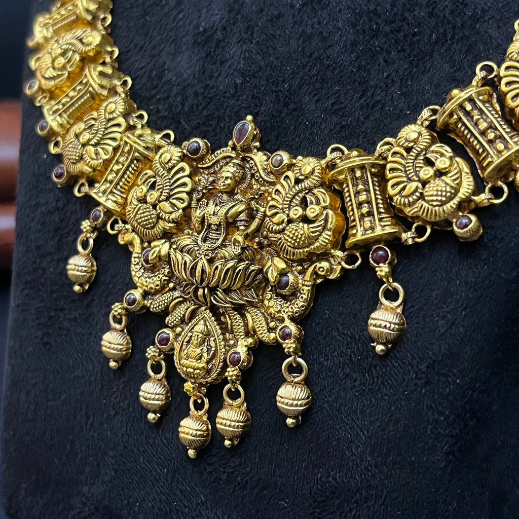 Silver Antique Necklace Gold Finished N01