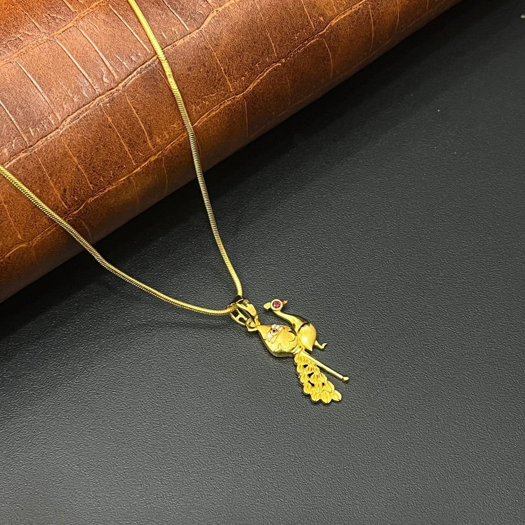 Silver Peacock & Vel Gold Finished Pendant
