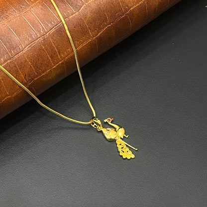 Silver Peacock & Vel Gold Finished Pendant