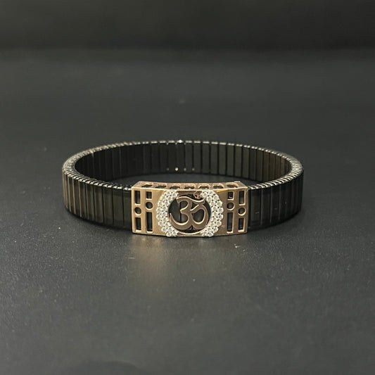 Silver Mens Flexible Band Om