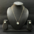 Silver Ladies Pendant Chain Blue Floral Rosegold