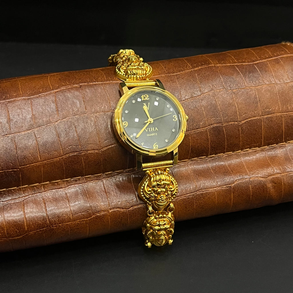 Silver Ladies Watch Antique Lakshmi Heritage Coin Gold Finish 925