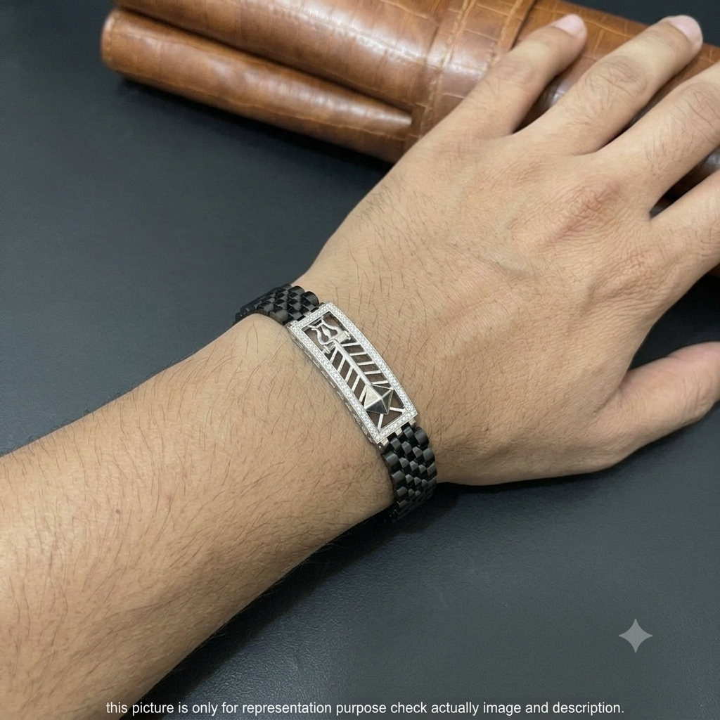 Silver Mens Flexible Band Arrow 925