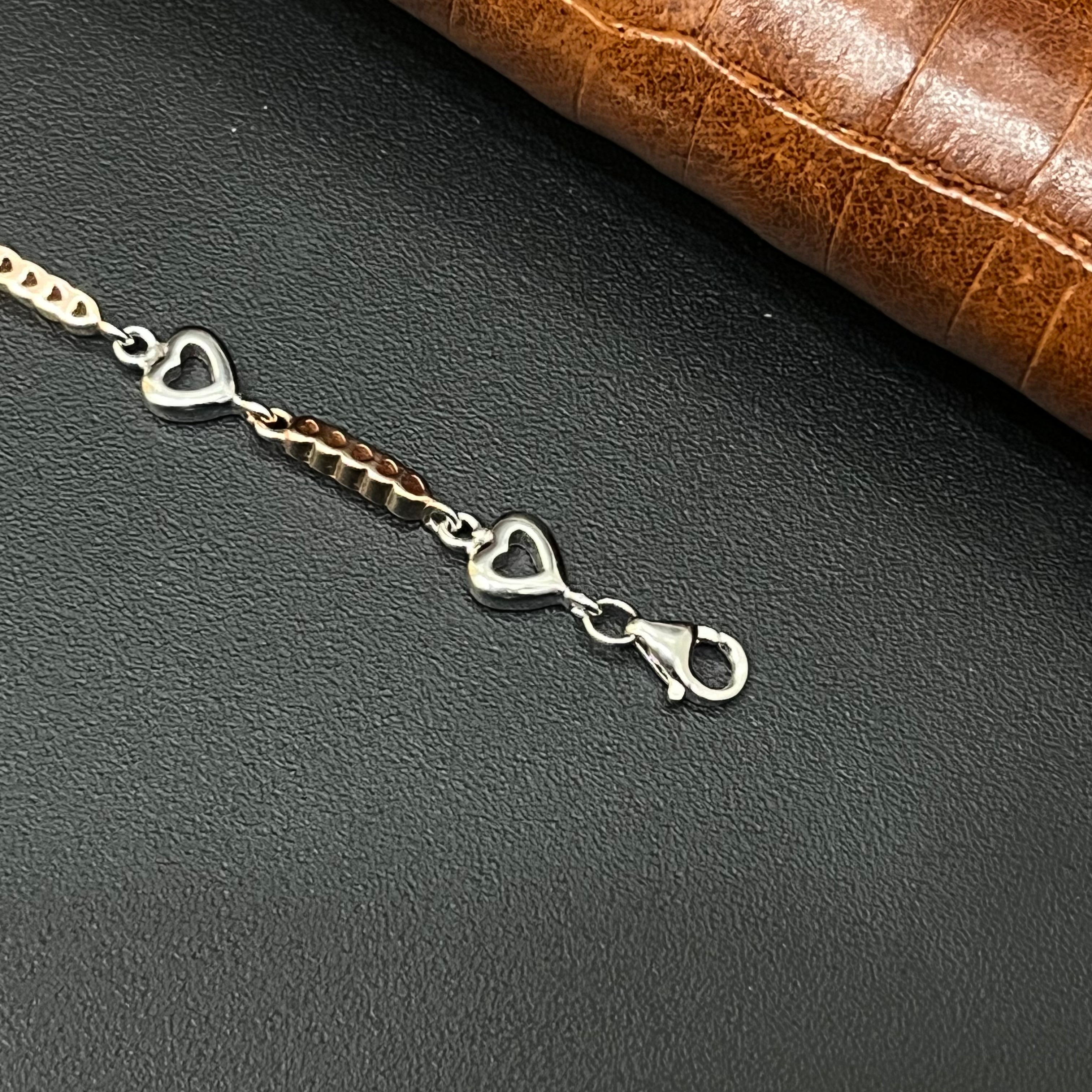 Silver Ladies Bracelet Heart & LinesTwo Tone