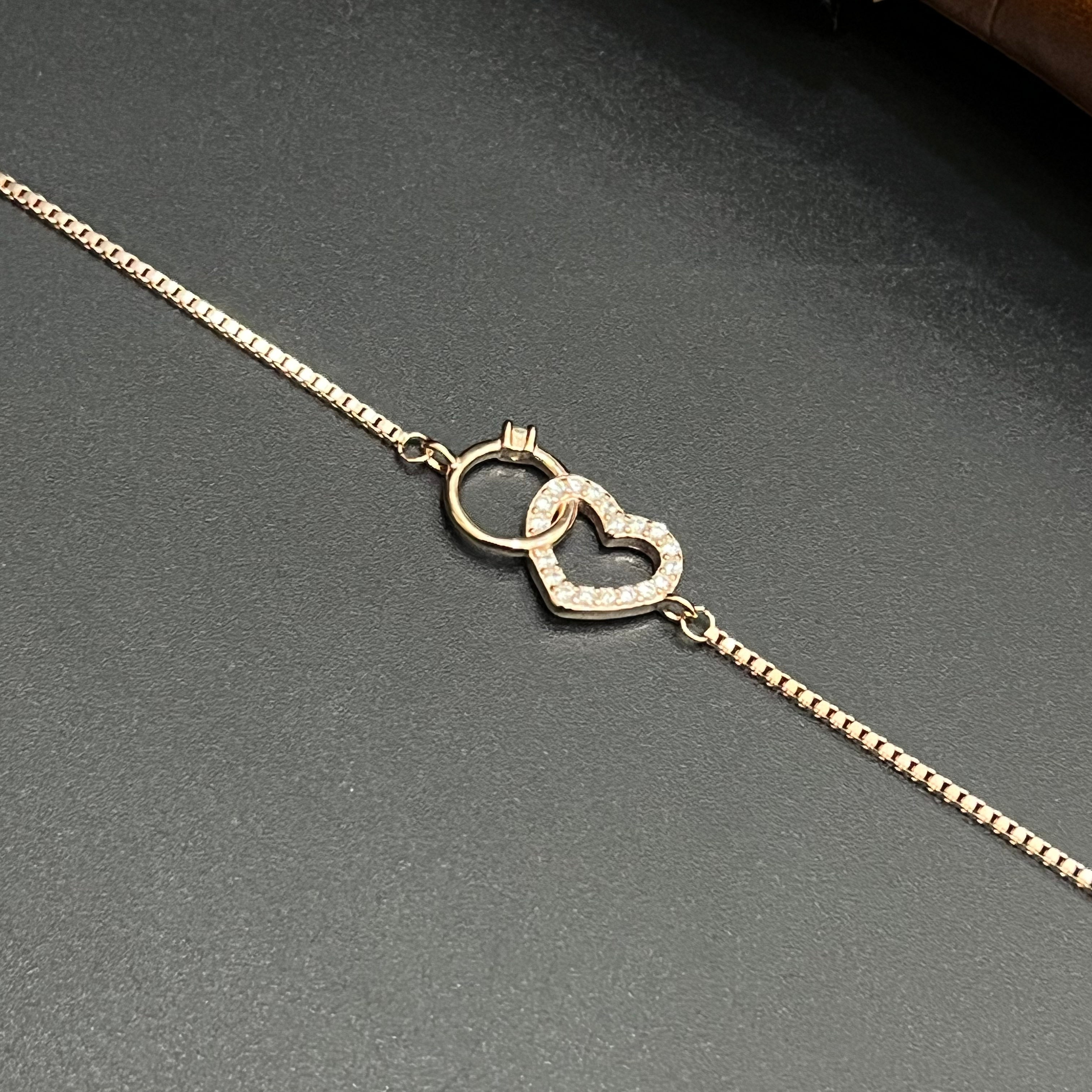 Silver Ladies Bracelet Ring Heart Mess Rose Gold 925