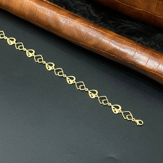 Silver Ladies Bracelet Gold Finished  Heart Finish FR