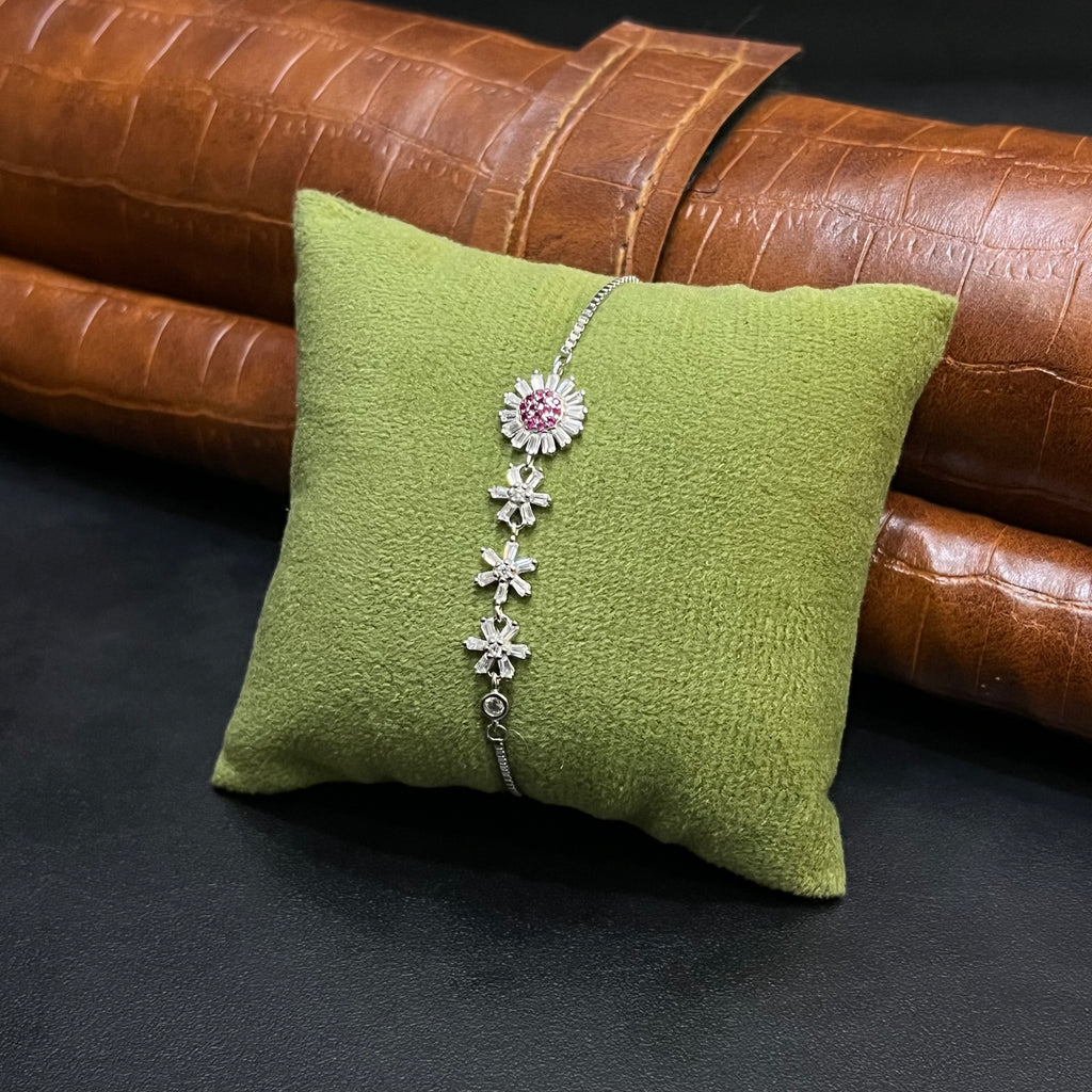 Silver Ladies Bracelet Star Edition Pink Stones 925