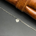 Silver Ladies Bracelet Two Line Heart White Stone 925