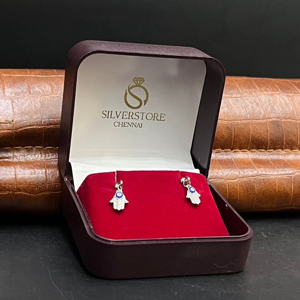 Silver Ladies Bugdi Evil Eye Hand Crystal 925