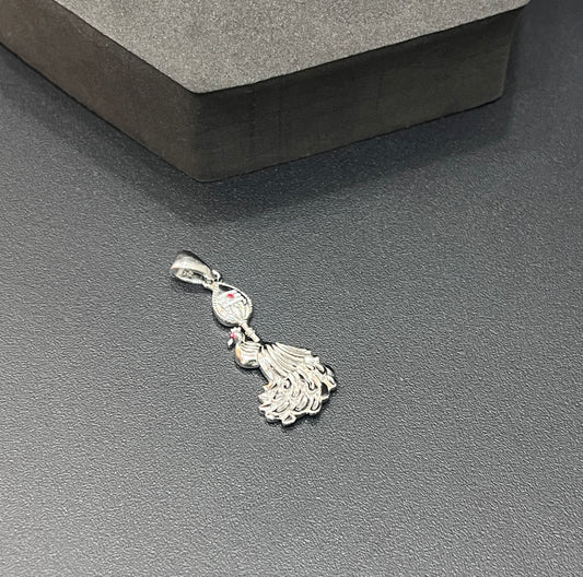 Silver Peacock & Vel Pendant Platinum Finished