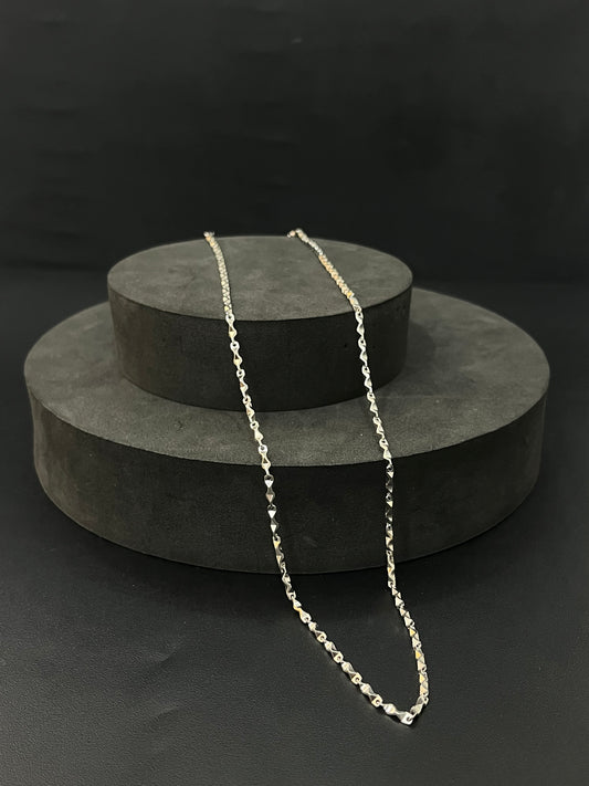 Silver Mens Chain Bullet  Zig Zag Cut