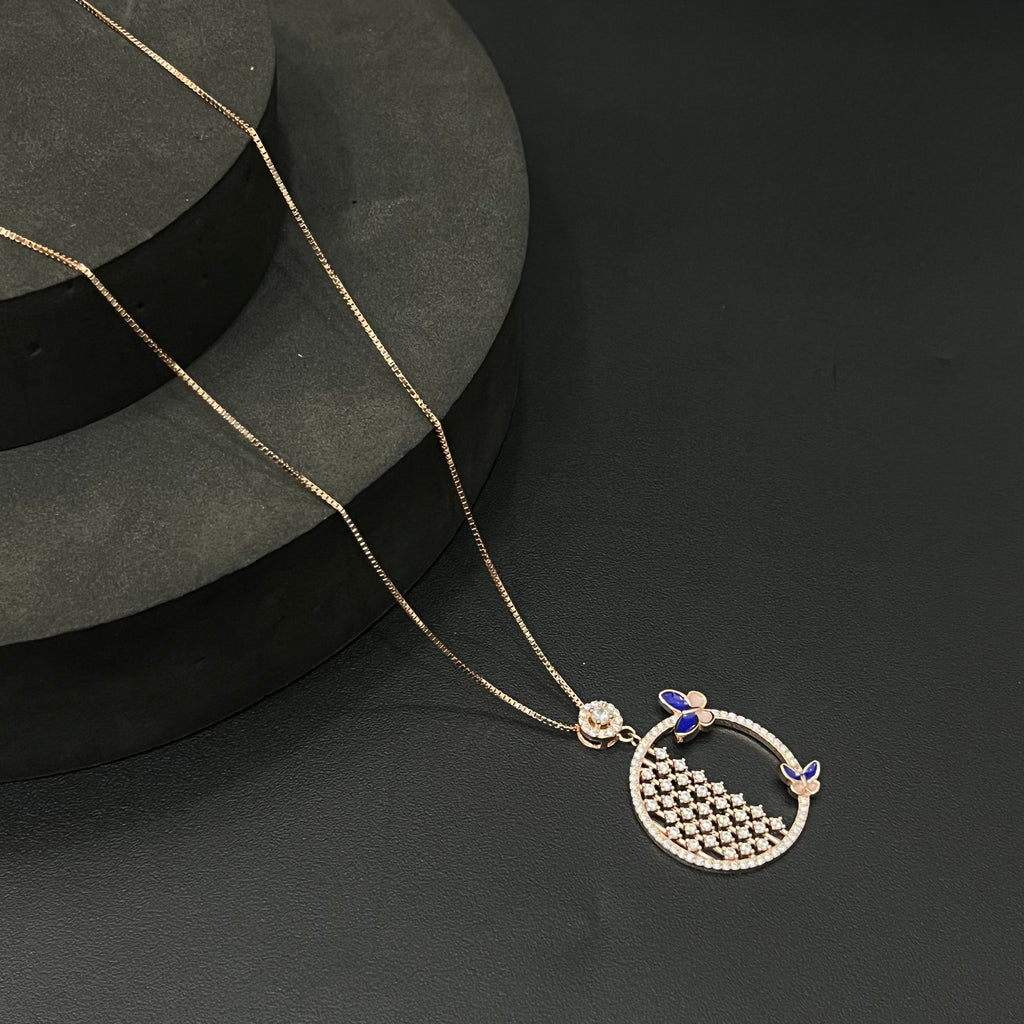 Silver Ladies Pendant Chain Half Circle Rosegold
