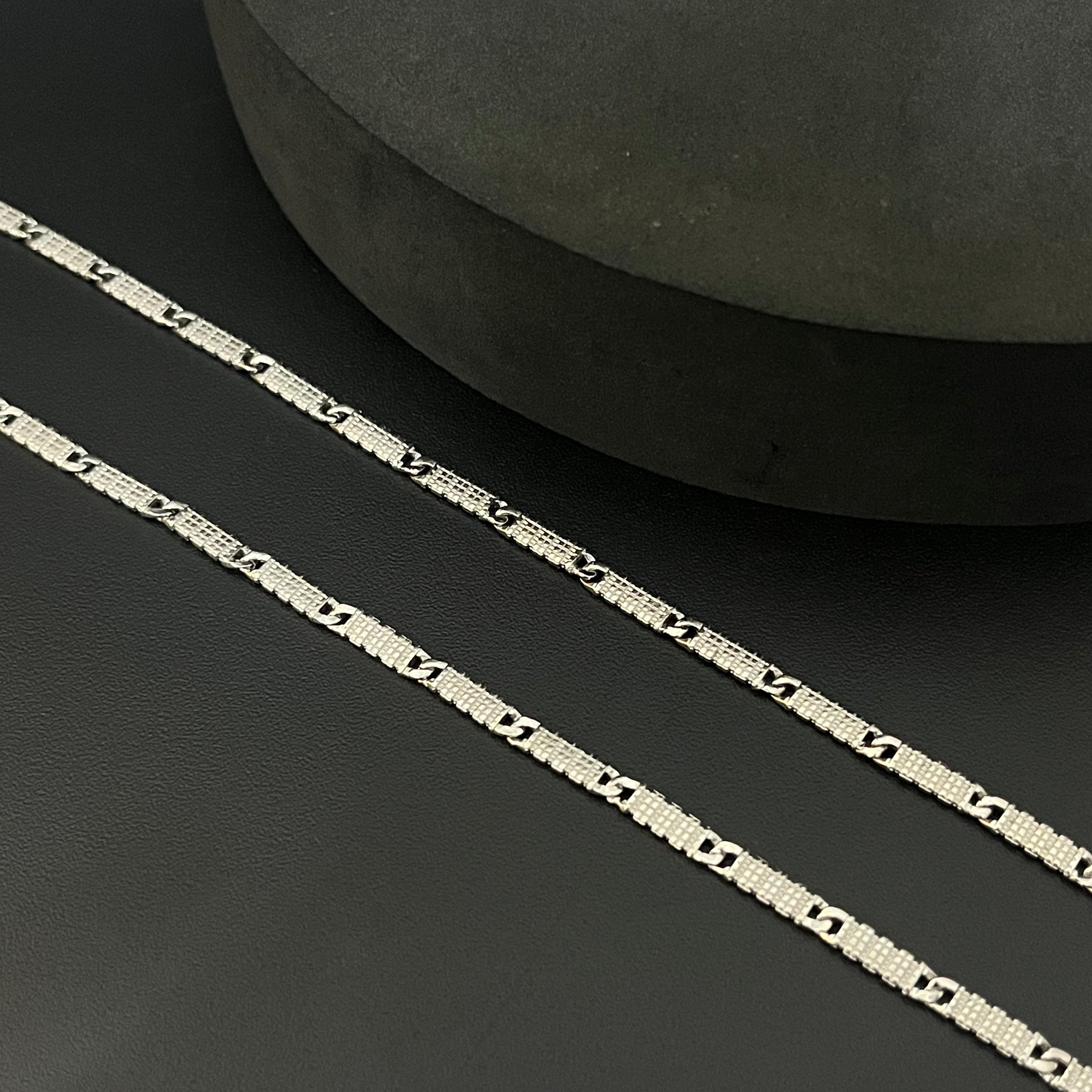 Silver Mens Chain Italian Slash Cut