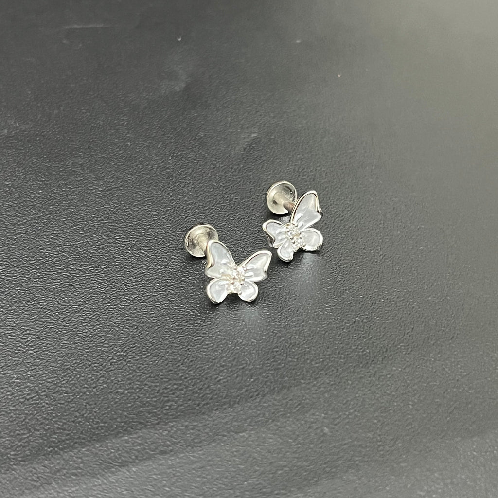 Silver Ladies Stud Butterfly Blue SS 925