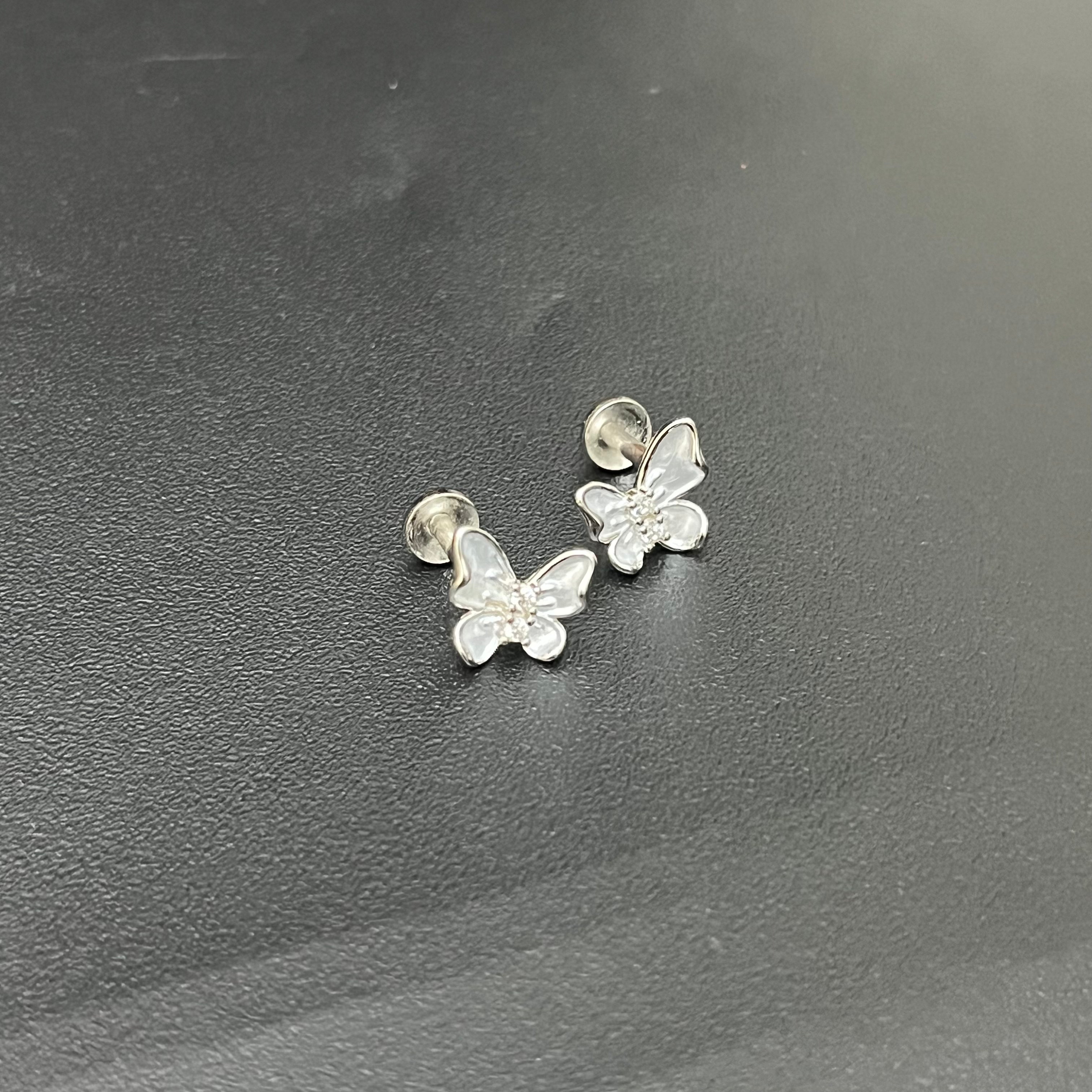 Silver Ladies Stud Butterfly Blue SS 925