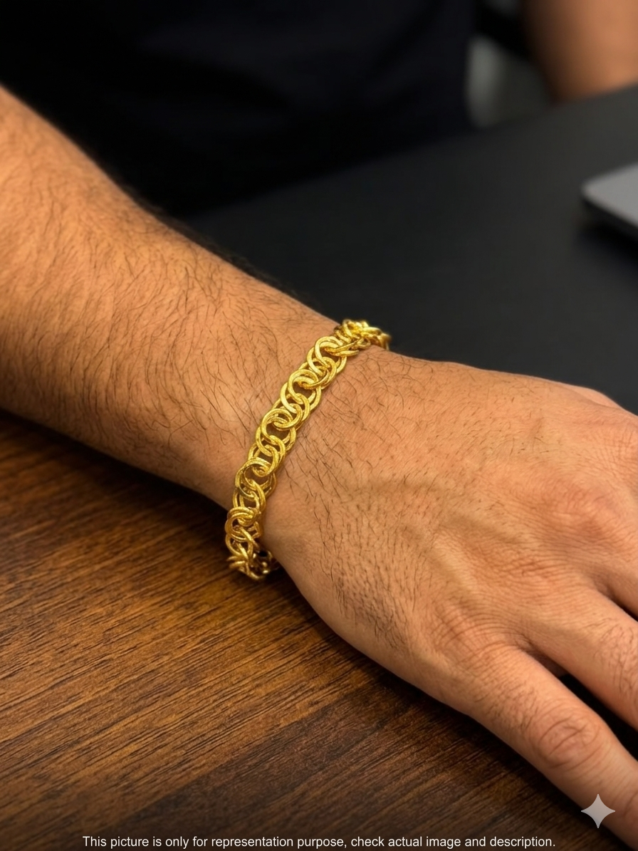 Silver Men's Bracelet Spiral Gold Polish