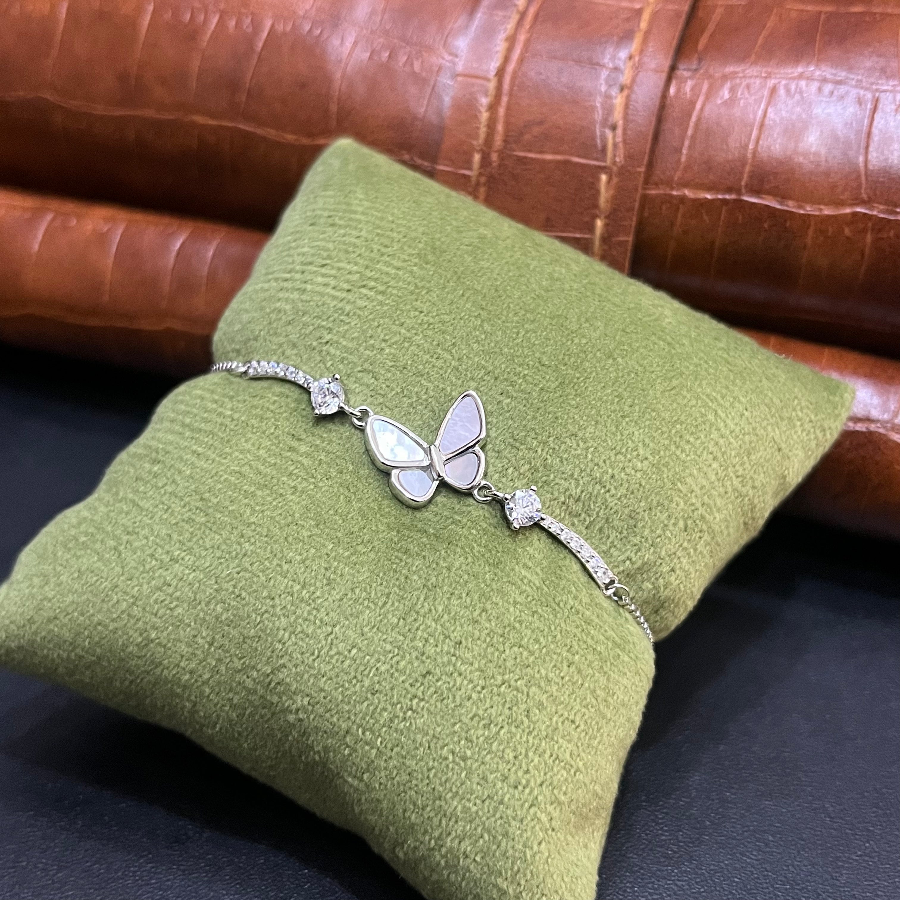 Silver Ladies Bracelet Floral Wings Butterfly 925