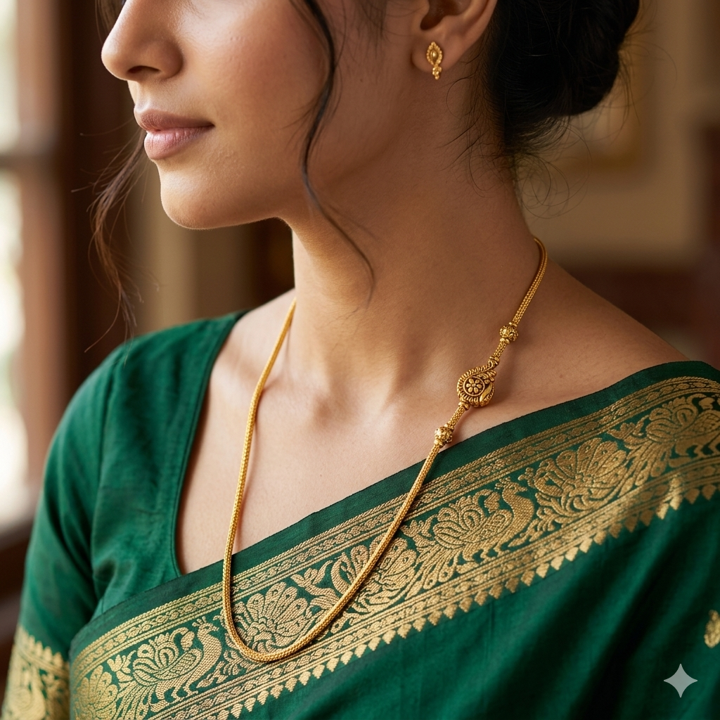 Silver Gold Finished Thali Saradu Floral Peacock