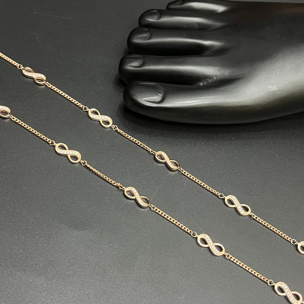 Silver Ladies Anklet Infinity Crystal Rose Gold 925