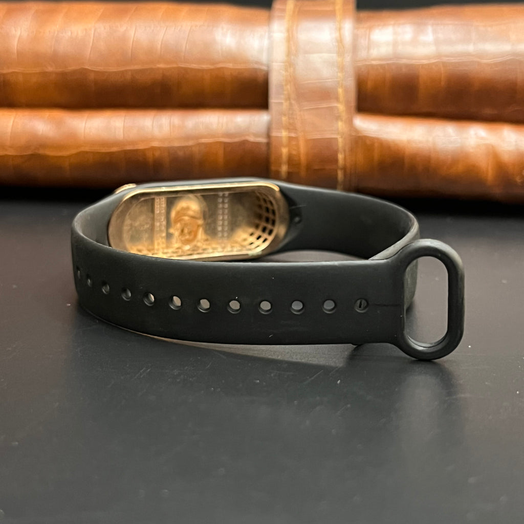 Silver Mens Band Adjustable Divine DEV Face Gold Finish 925