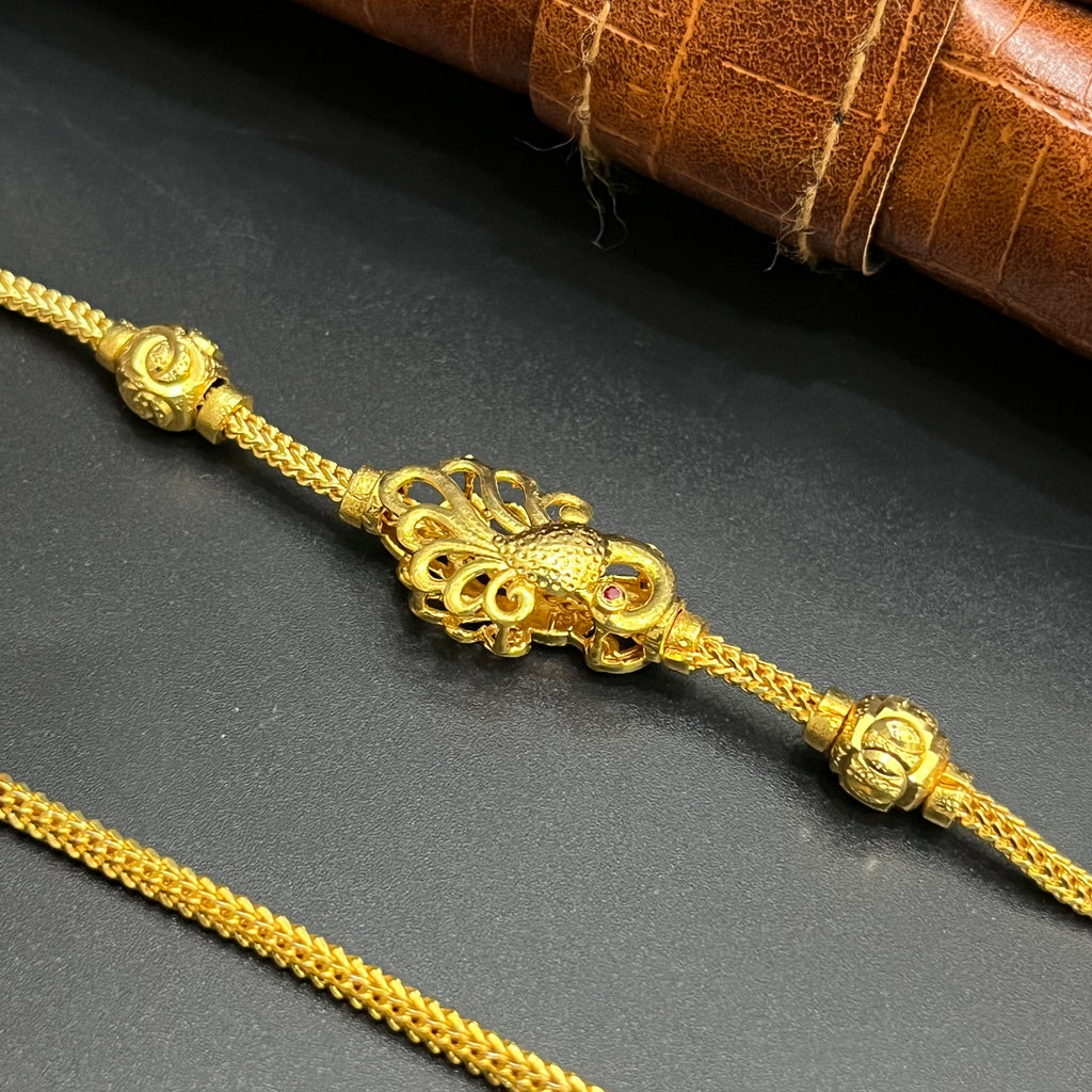 Silver Ladies Thali Saradu Antique Peacock Gold Finish 925