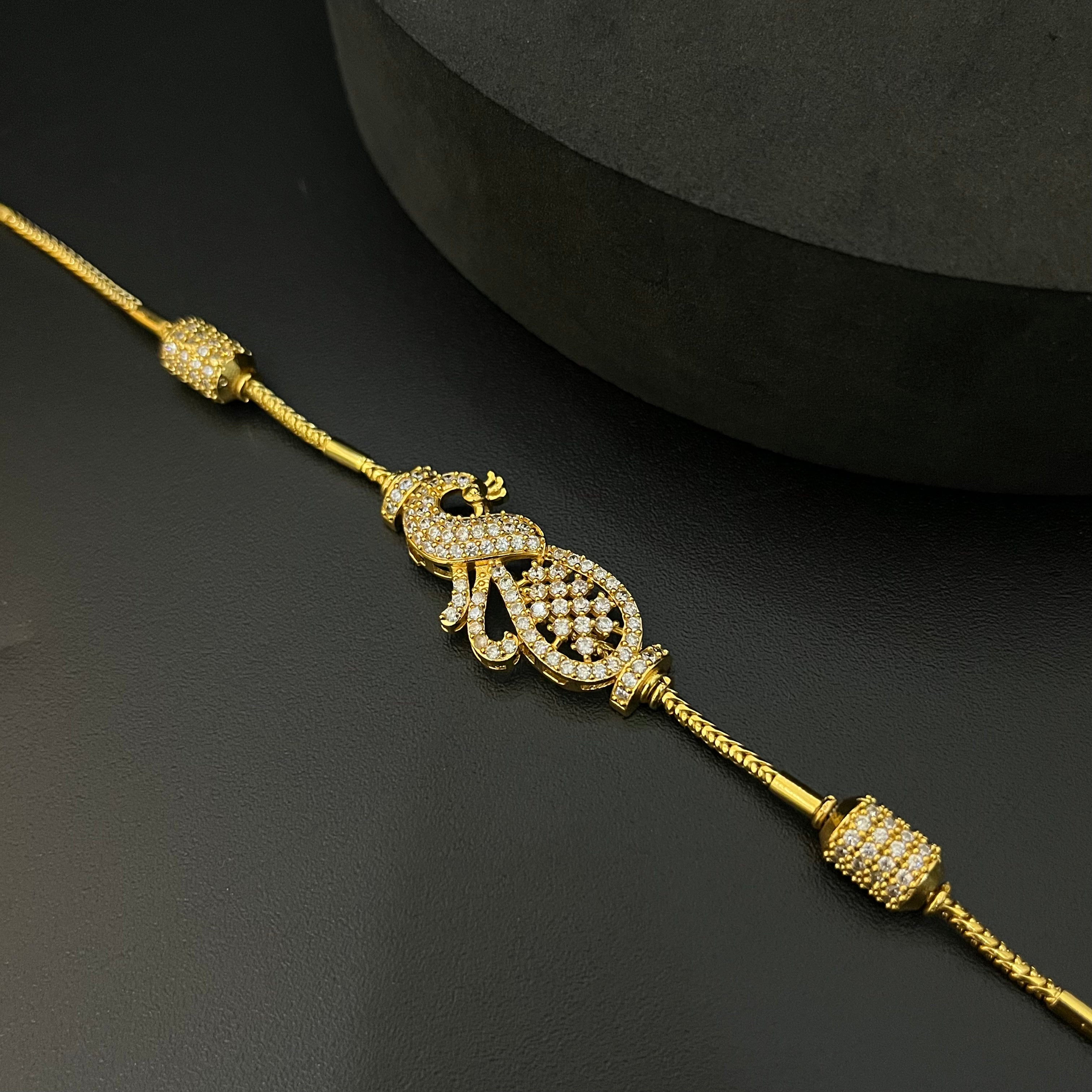 Silver Thali Sarad Peacock American Diamond