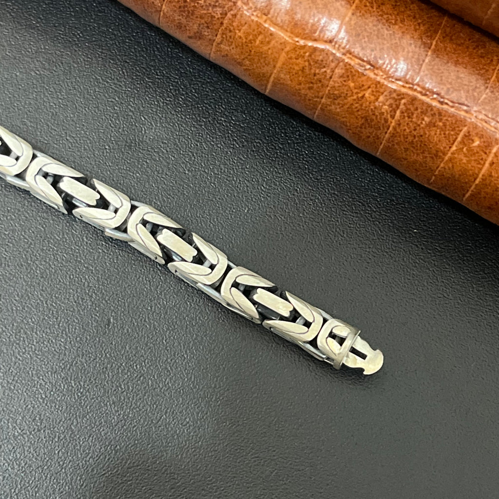 Silver Mens Bracelet Snake M1 Oxidised 925