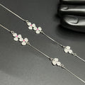 Silver Ladies Anklet Big Petal Pink Stone 925