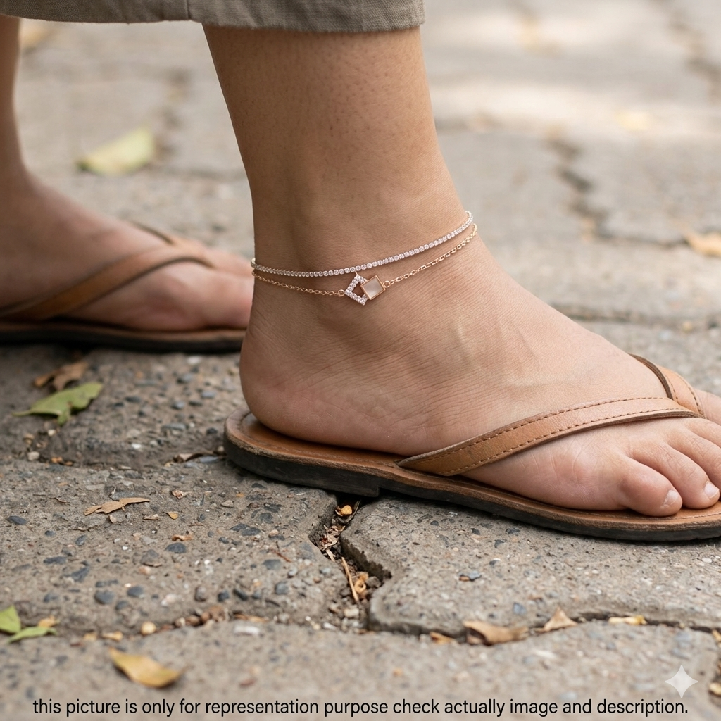 Silver Ladies Anklet Two Line RG