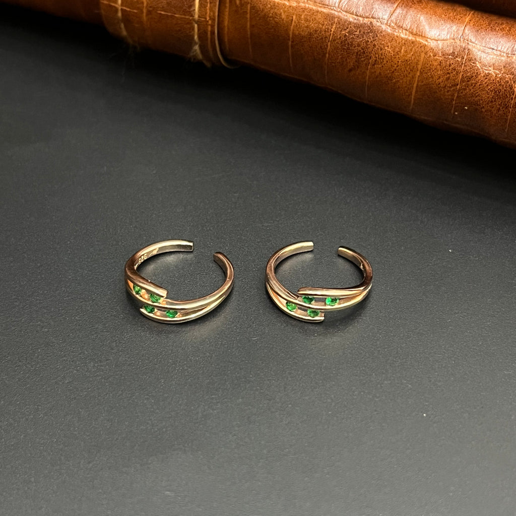 Silver Ladies Toe Ring Greenz RG 925