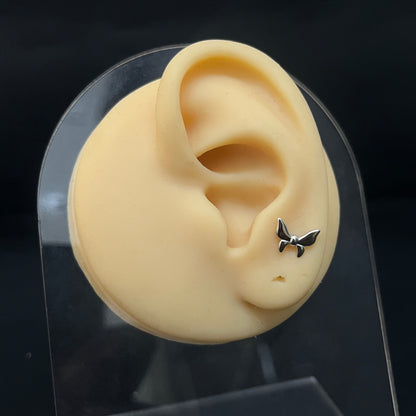 Silver Second Studs Butterfly Platinum Finished