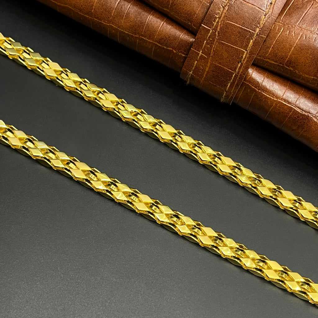 Silver Mens Chain Kathli Premium Two Layer Edition Gold Finish 925