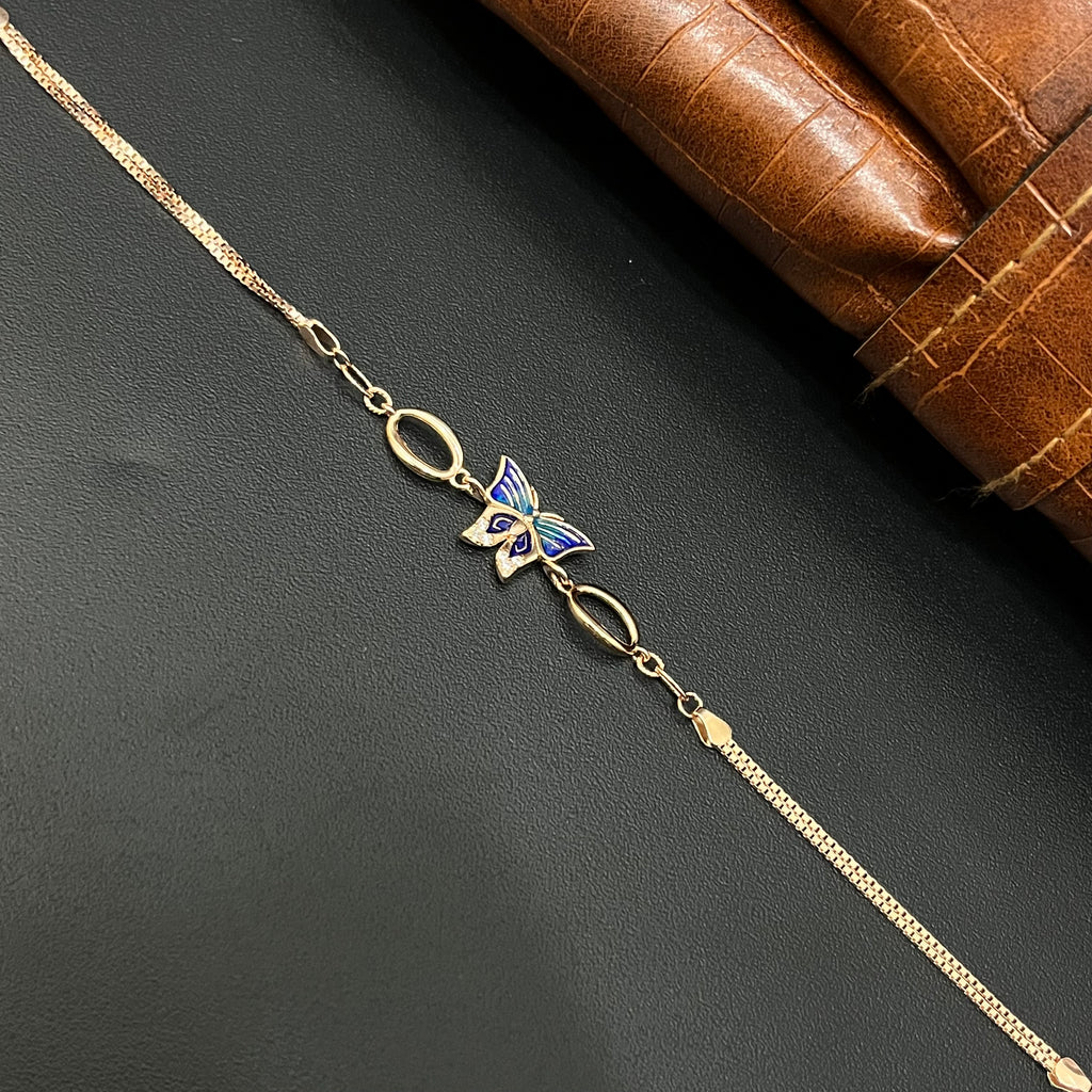 Silver Ladies Bracelet Epoxy Butterfly 925 E11