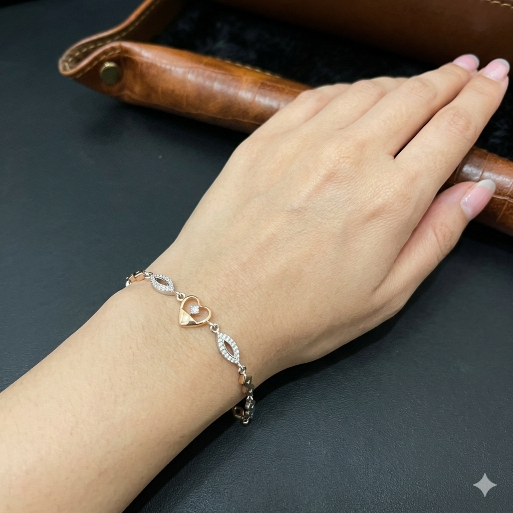 Ladies Bracelet Yellow Heart With Double Leaf