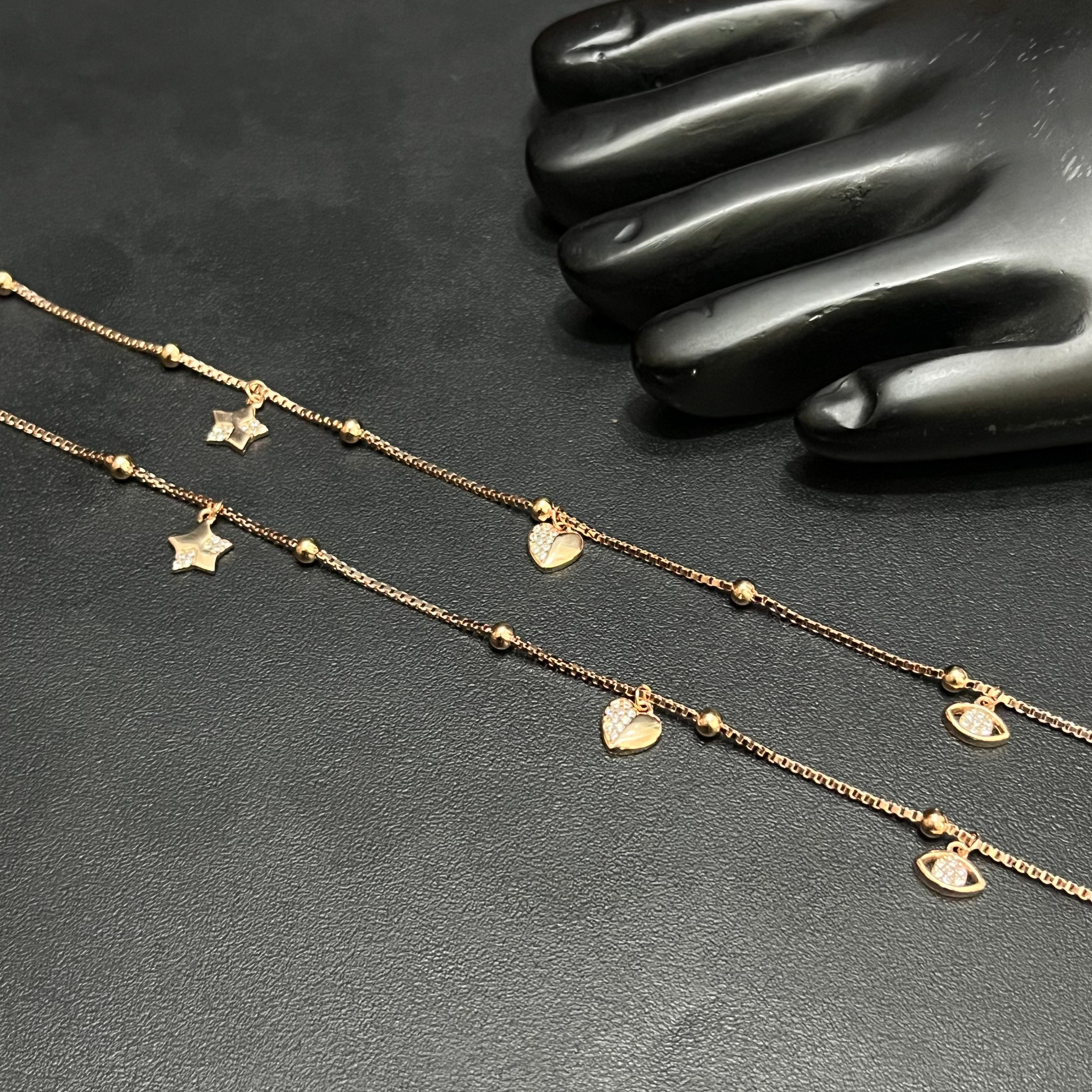 Silver Ladies Anklet Fancy Vibe Keys Edition Rose Gold M01 925