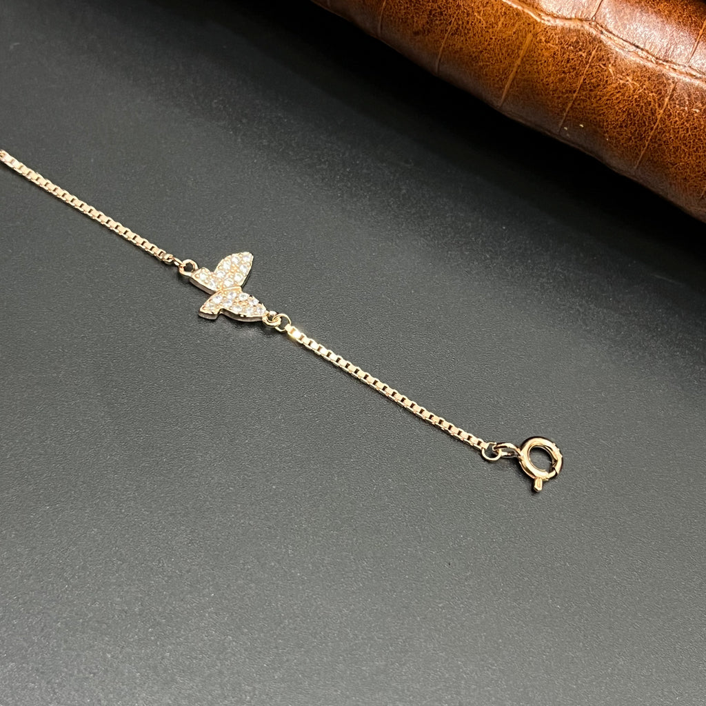 Silver Ladies Bracelet Three White Butterfly Charms Rose Gold 925