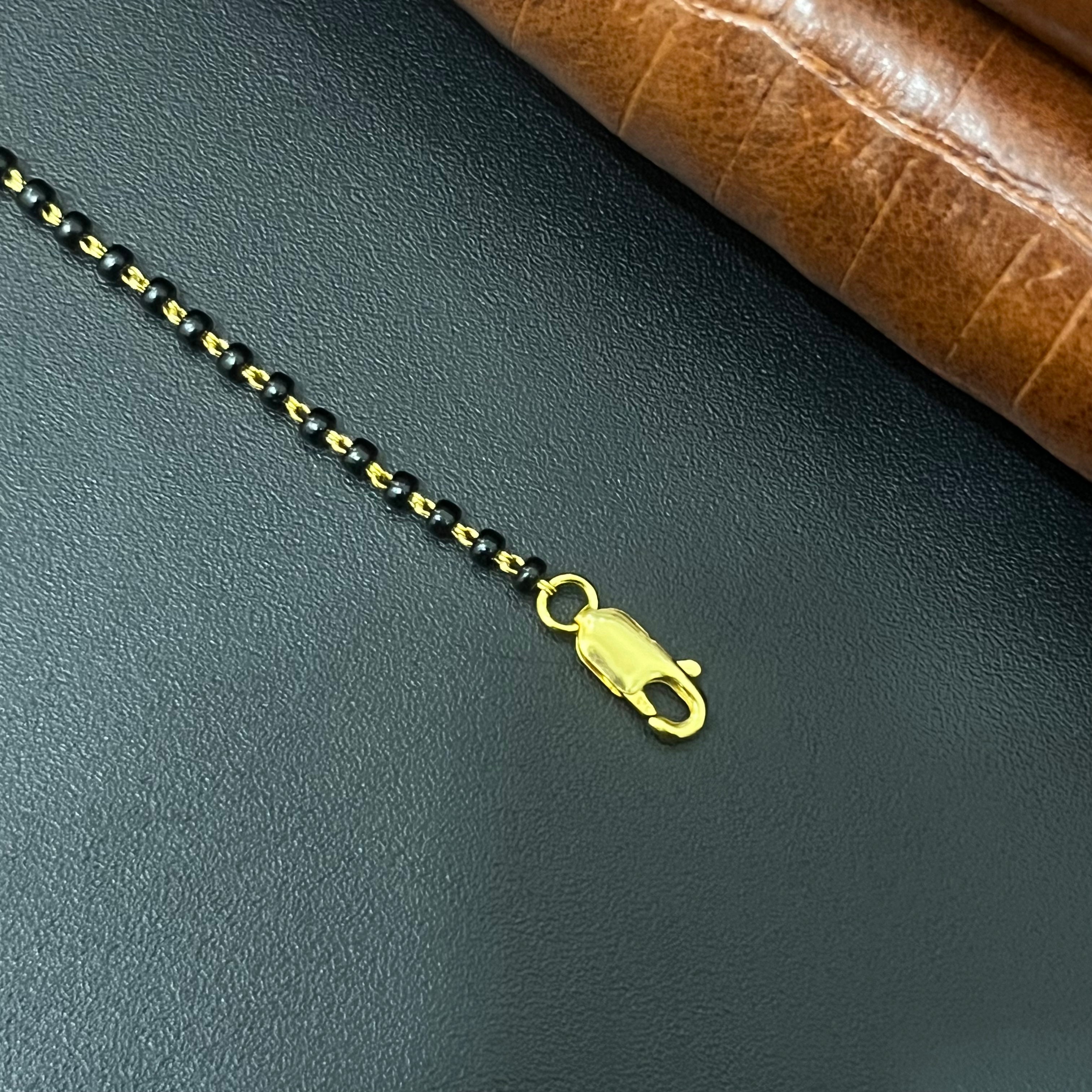 Silver Ladies Mangalsutra Black Beads Chain Gold Finished 3