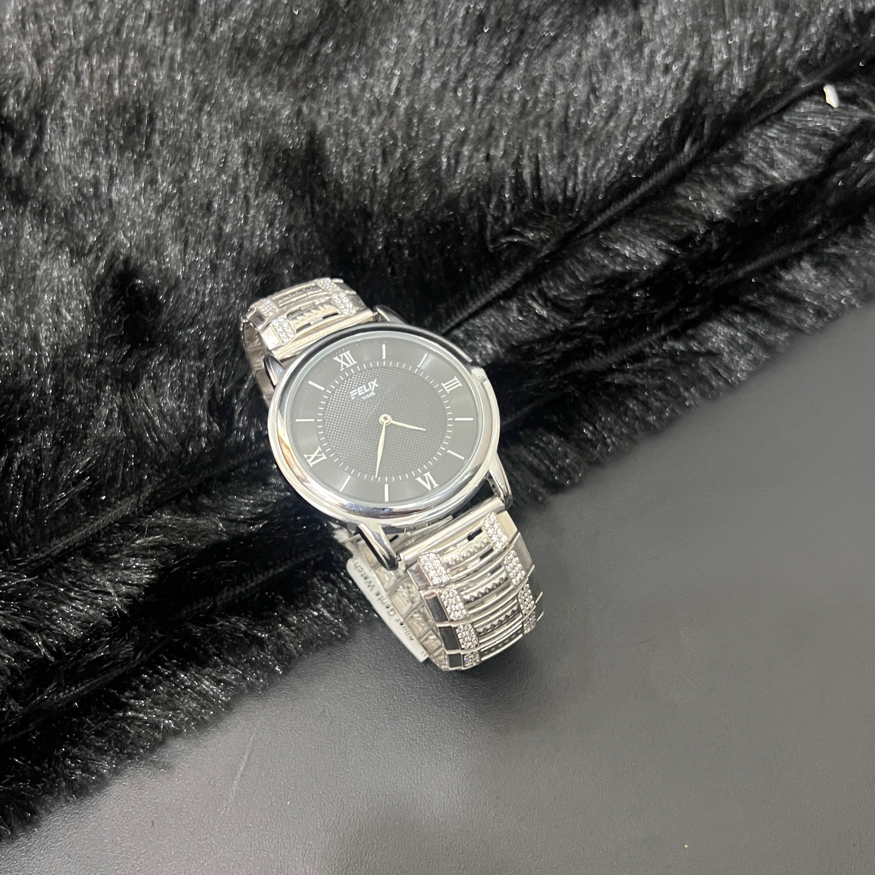 Silver Mens watch Imperial Diamond Link Stone 925