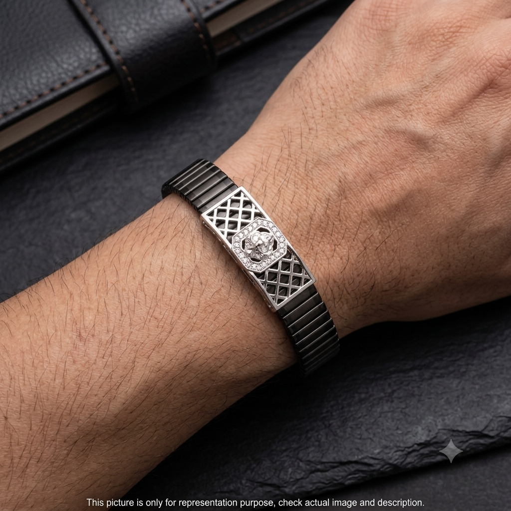 Silver Mens Flexible Bracelet FB3 925