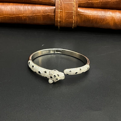 Silver Unisex Kada Adjustable Jaquar Crystal 925