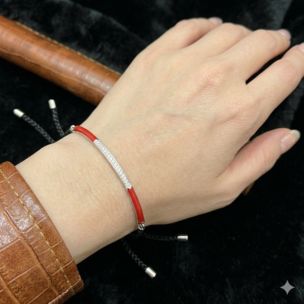 Silver Ladies Bracelet Lustor Adjustable THraed