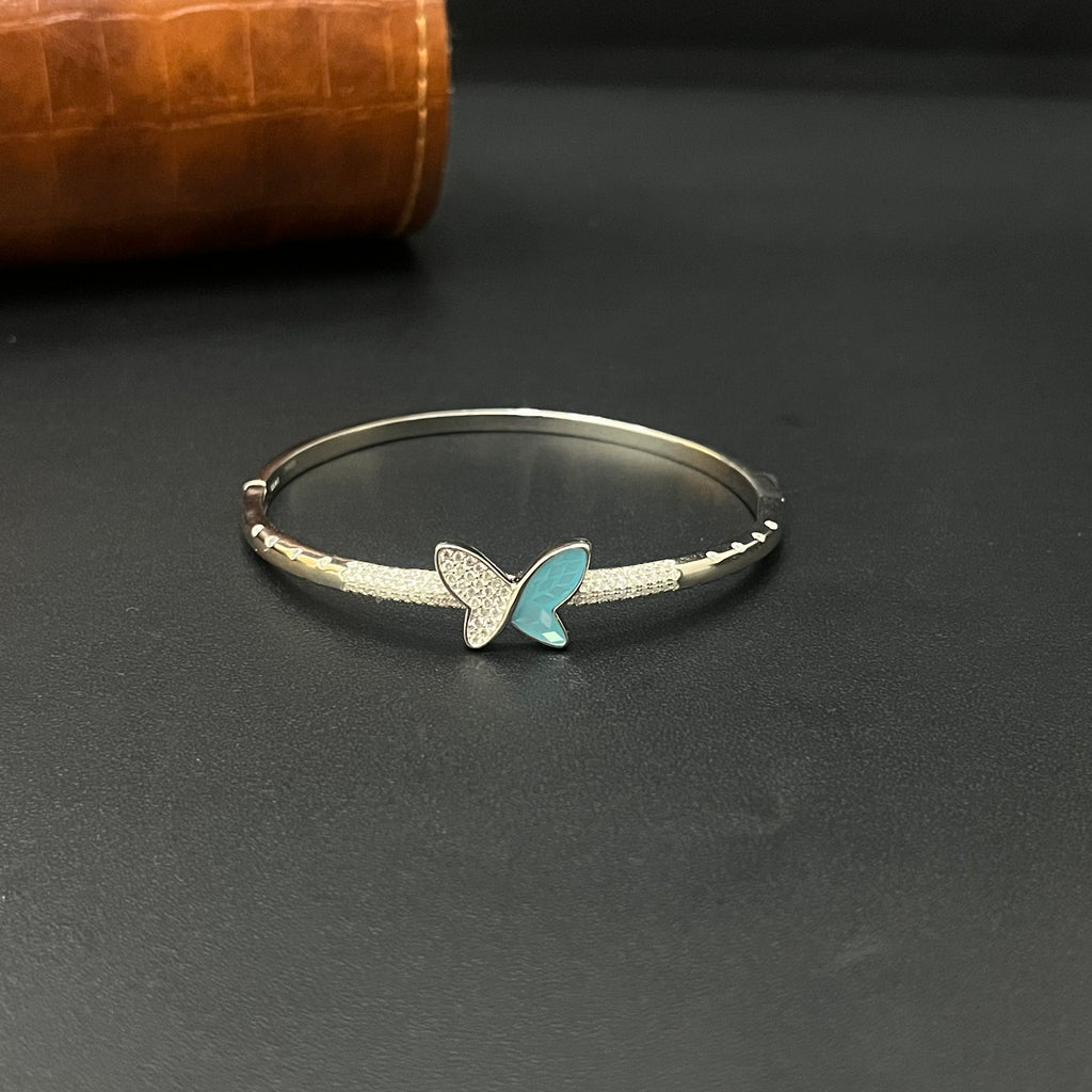 Silver Ladies Kada Butterfly Blue
