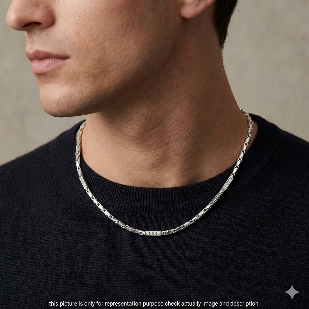 Silver Mens Chain Italian Choco Chain Spiral Cut