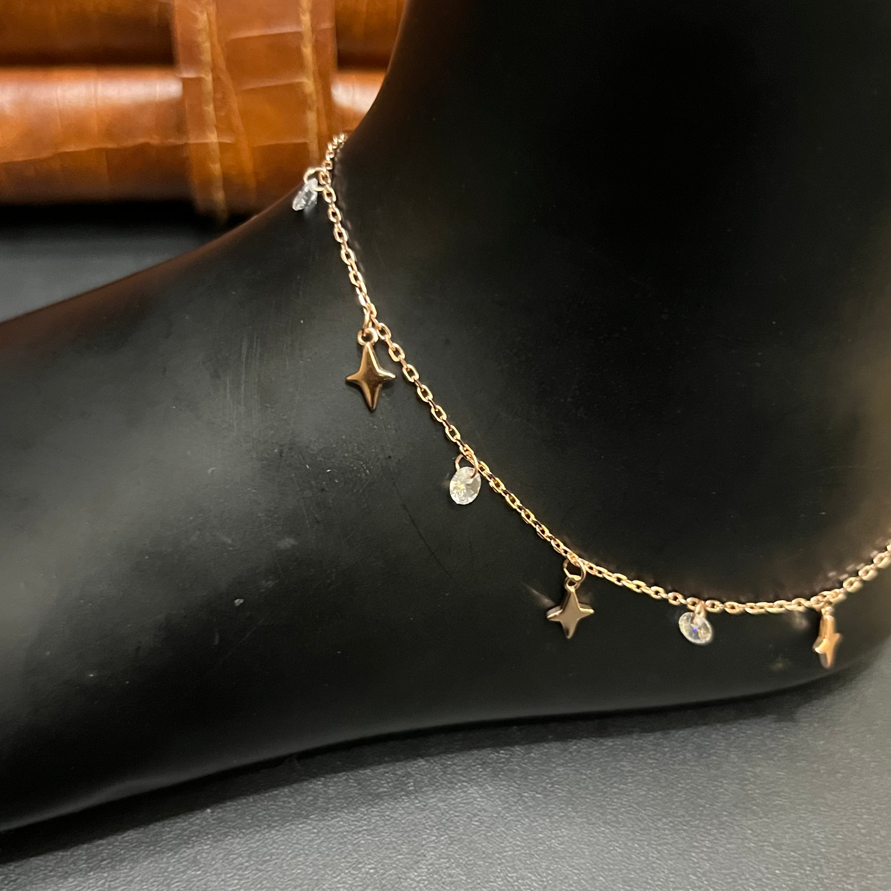 Silver Ladies Anklet Star Edition Rose Gold 925