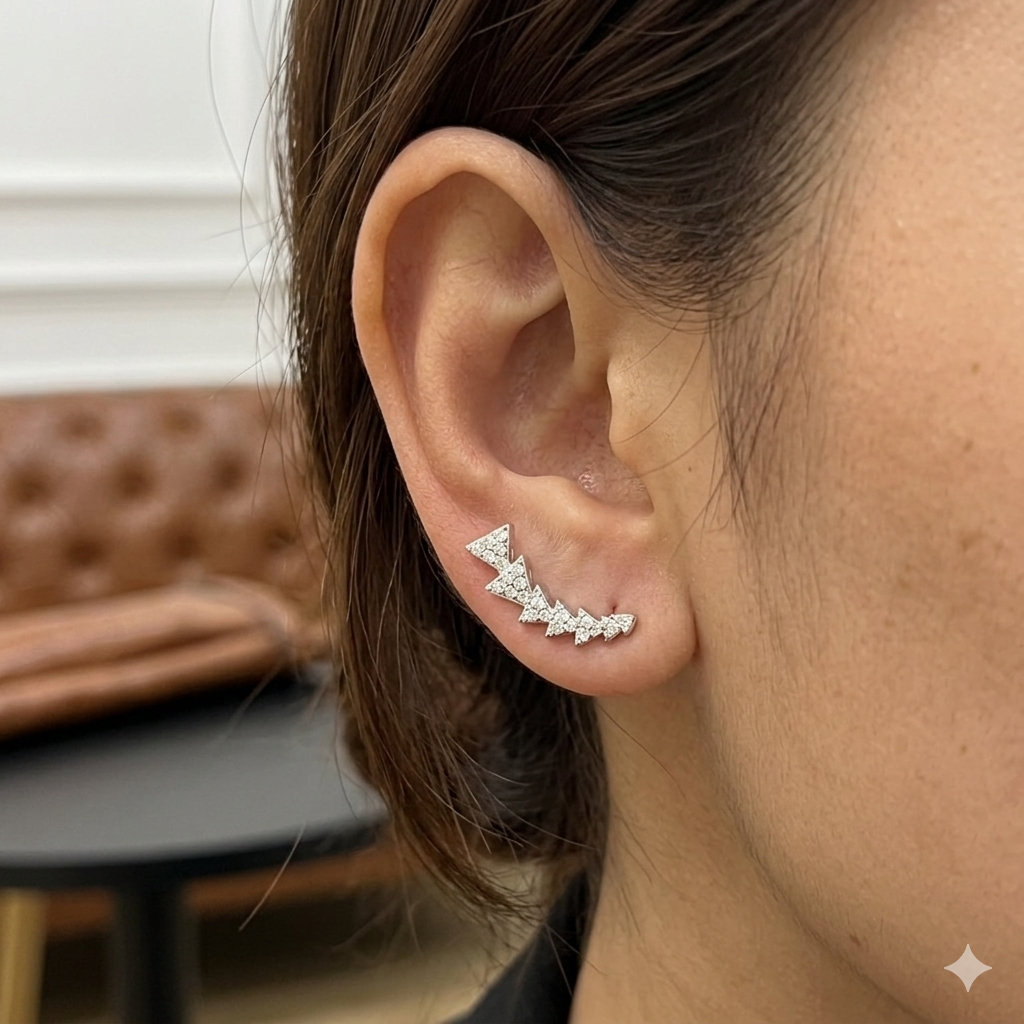 Silver Ladies  Earcuffs C Traingle